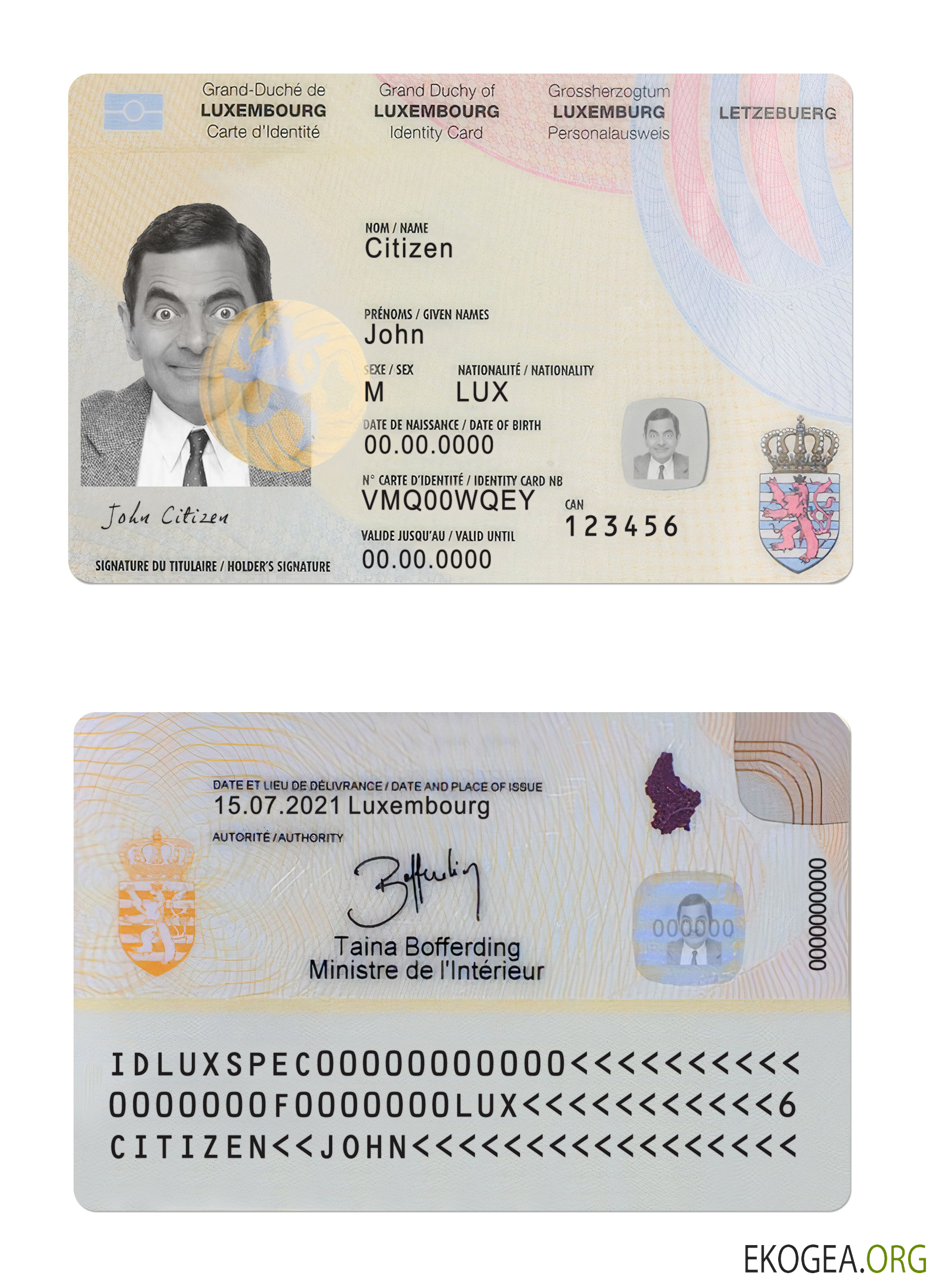 Carte d'identité luxembourgeoise